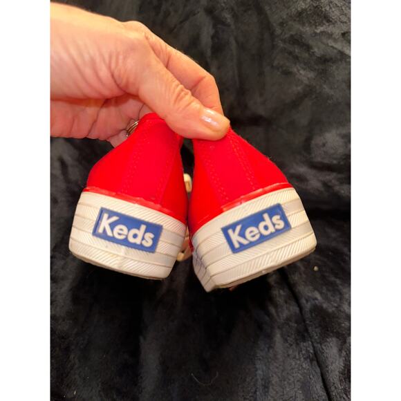 VINTAGE 80's EIGHTIES RED KEDS SNEAKERS W/ SLIGHT PLATFORM & DOUBLE LACES 7.5 - Picture 4 of 5